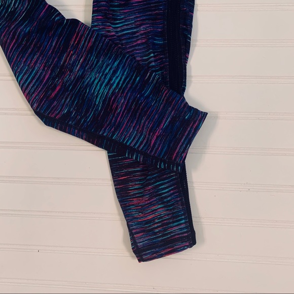 Athleta Black Stripe Midi Leggings W/Mesh Strip S - Picture 3 of 8